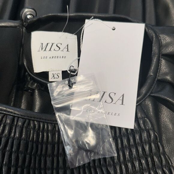 NWT Misa Vegan Leather Severine Dress In Black XS Revolve - Picture 14 of 16